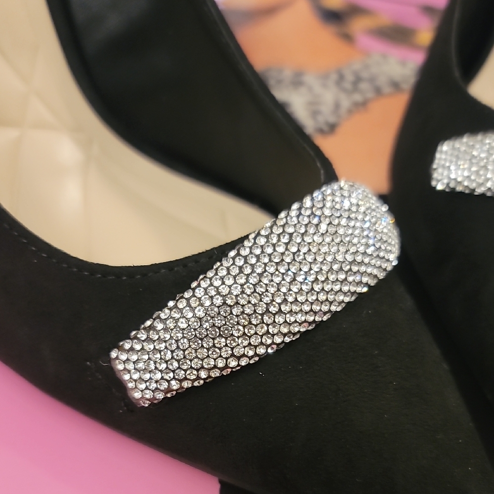 Rouge Helium Silver and Black Glitter Heels